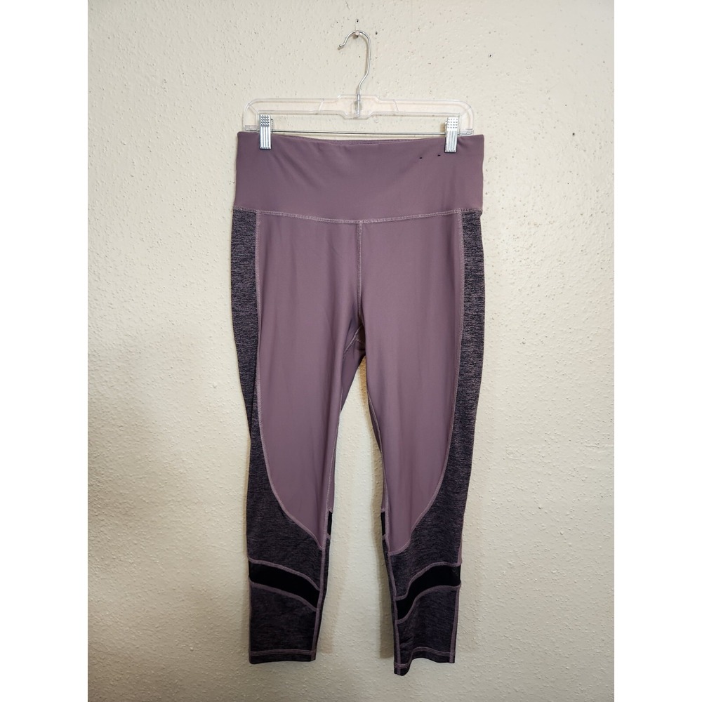 Xersion Womens Large Mauve Colorblock Mesh Active Leggings High Rise Cropped